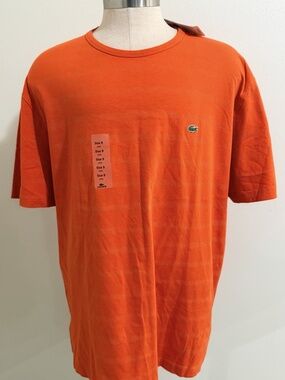 Lacoste Orange Stripe Regular Fit Cotton Short Sleeve T-shirt Sz9 /XXXL